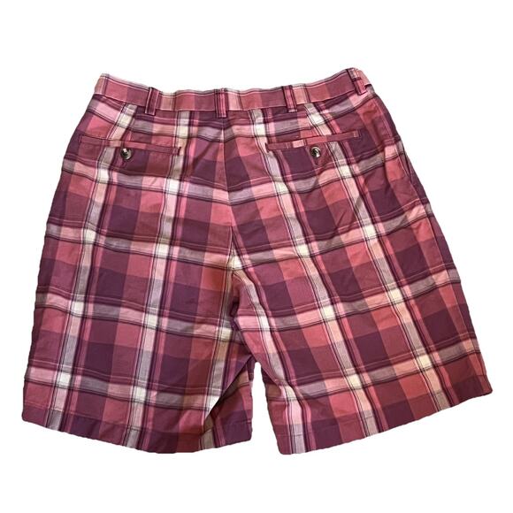 Roundtree & Yorke Gold Label Shorts 32 Brick Red Plaid Golf Country Club - Picture 3 of 4